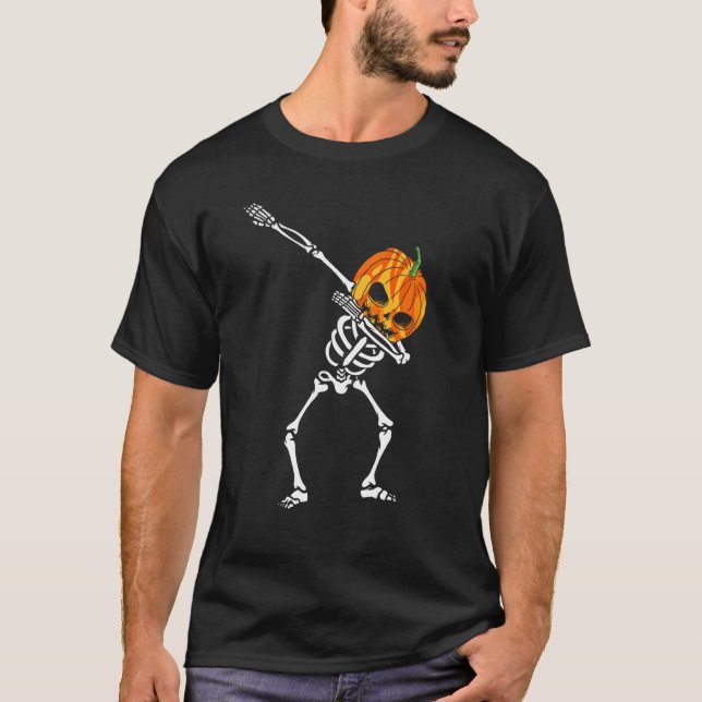 Dabbig skelett pumphuvud Halloween Dansande S T Shirt (Framsida)