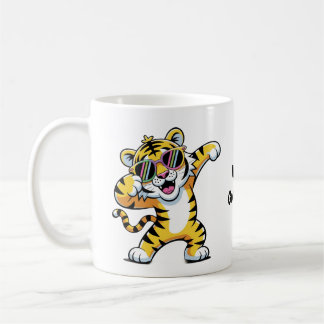 Dabbig Tiger med Solglasögon i Regnbåge Roligt Kaffemugg