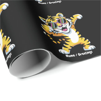 Dabbig Tiger med Solglasögon i Regnbåge Roligt Presentpapper