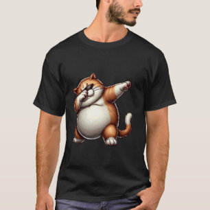 Dabbiing Fet Katt Konst Design, Whimsisk Fet Kattu T Shirt