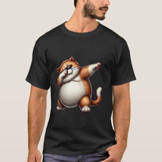 Dabbiing Fet Katt Konst Design, Whimsisk Fet Kattu T Shirt