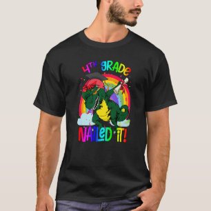 Dabbing 4:e Klass Dinosaur Rex Studenten Nail I T Shirt