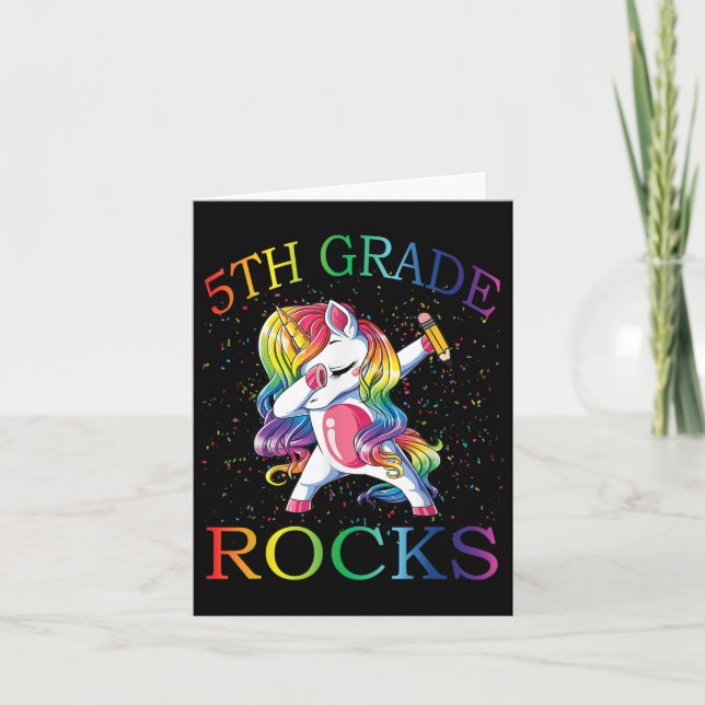 Dabbing 5:e Klass-Sten-enhörningen första skoldage Kort (Framsida)