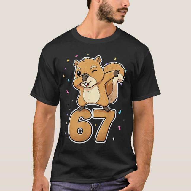 Dabbing 67 Squirrel 67 Funny Six Seven Gen Z Slang T Shirt (Framsida)