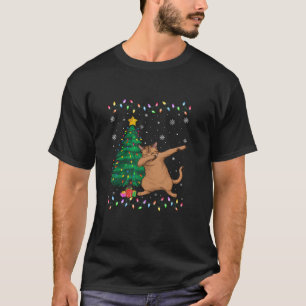 Dabbing Abyssinian Cat Julafton Träd Ljus Ugly Chr T Shirt