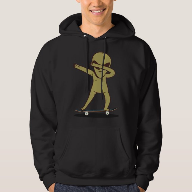 Dabbing Alien Skater  Skateboard Dab Hoodie (Framsida)