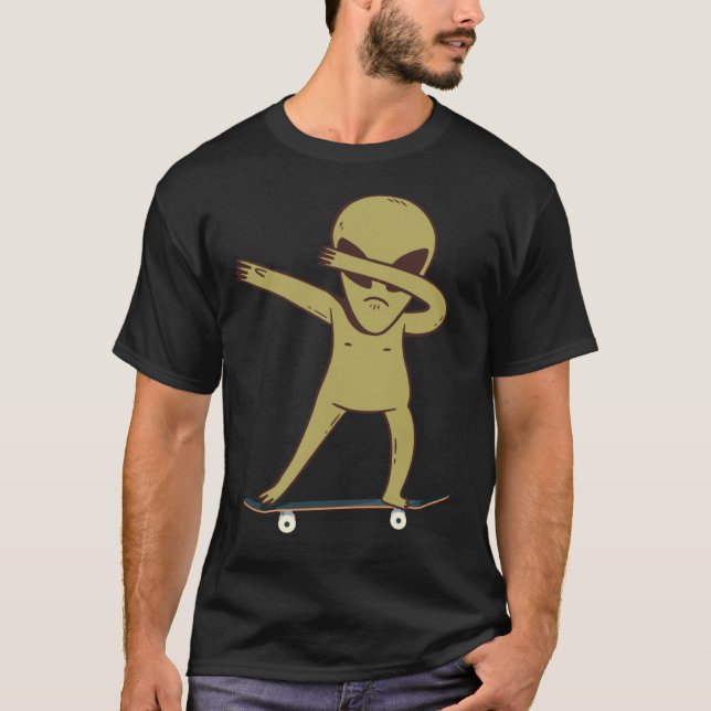 Dabbing Alien Skater  Skateboard Dab T Shirt (Framsida)