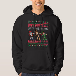 Dabbing all Way Santa Reindeer Elf Ugly Julafton Sweatshirt