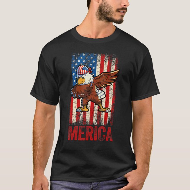 Dabbing American Eagle 4:e juli Boys Manar Americ T Shirt (Framsida)
