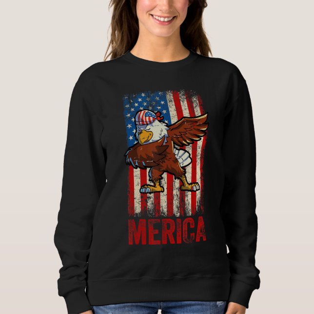 Dabbing American Eagle 4:e juli Boys Manar Americ T Shirt (Framsida)