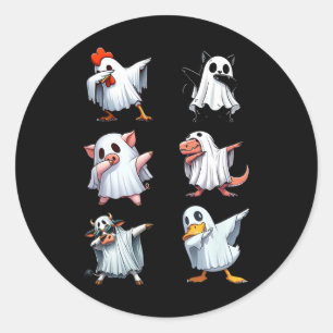 Dabbing Animals Farm Halloween Ghost Costume Funny Runt Klistermärke