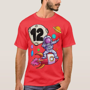 Dabbing Astronaut 12 år Old Birthday Boy 12:e Bir T Shirt