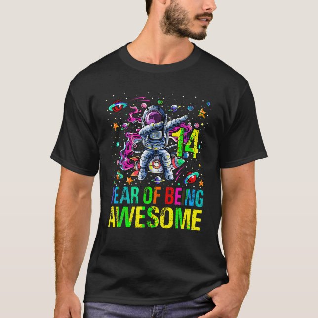 Dabbing Astronaut 14 år gammal födelsedagsrymd 14: T Shirt (Framsida)