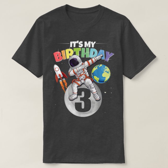 Dabbing Astronaut 3rd Birthday Boy Girl 3 Years 20 T Shirt (Design framsida)