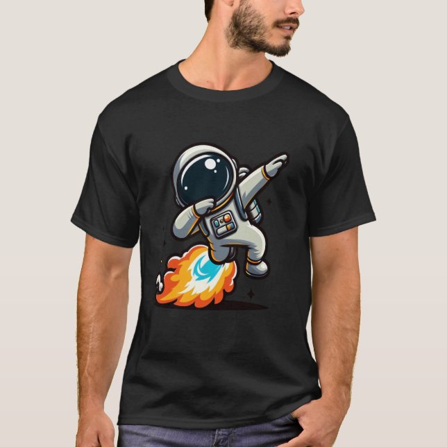 Dabbing astronaut med jetpack rolig design för M T Shirt (Framsida)