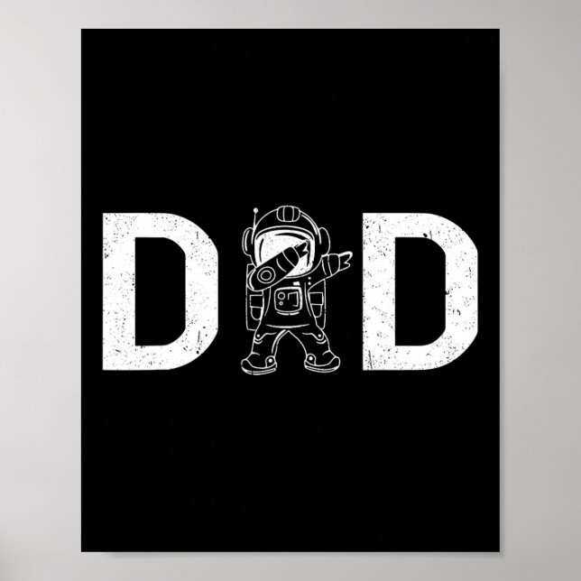 Dabbing Astronaut pappa Pappa Rymden Planet Tjock Poster (Framsidan)