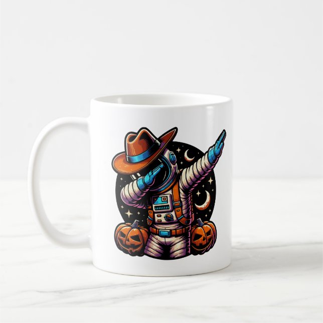 Dabbing av astronaut Cowboye med Orange Pumpkins Kaffemugg (Vänster)