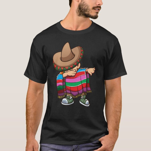 Dabbing av mexikanska Kid med Sombrero och Sombrer T Shirt (Framsida)