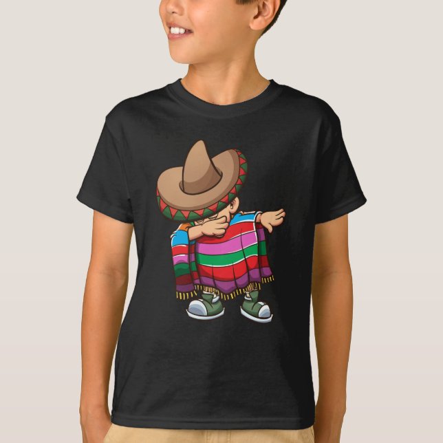 Dabbing av mexikanska Kid med Sombrero och Sombrer T Shirt (Framsida)