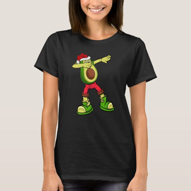 Dabbing Avocado Xmas  Santa Hat Avocado Christmas T Shirt (Framsida)