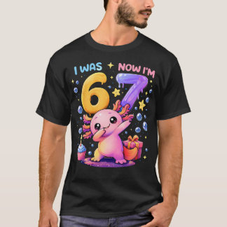 Dabbing Axolotl 7-årsdag Jag Var 6 Nu Är Jag T Shirt