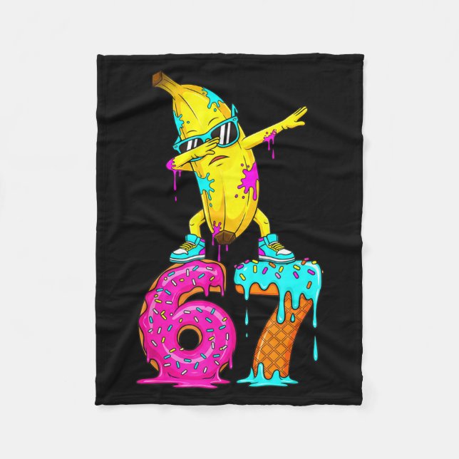 Dabbing Banana 67 Ice Cream Drip Funny Six Seven M Fleecefilt (Framsidan)