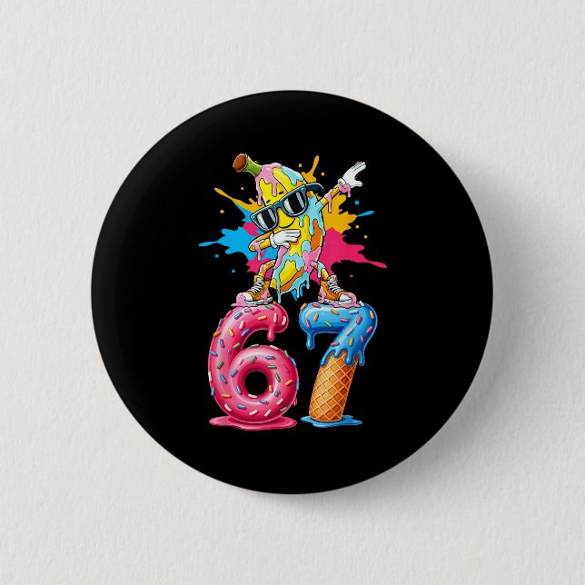 Dabbing Banana 67 Ice Cream Drip Funny Six Seven M Knapp (Framsida)