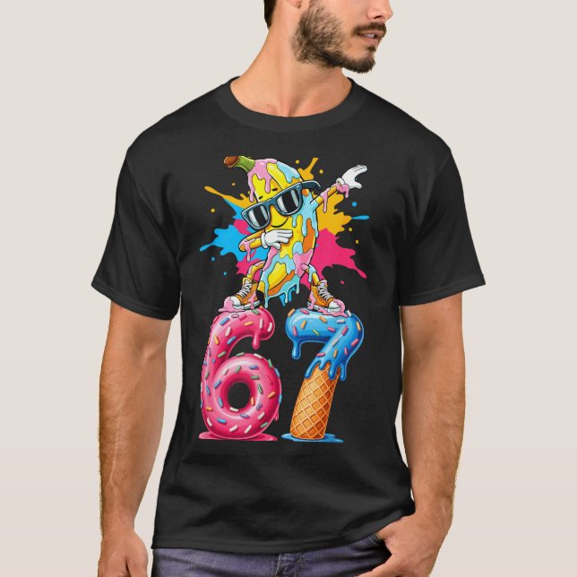 Dabbing Banana 67 Ice Cream Drip Funny Six Seven M T Shirt (Framsida)