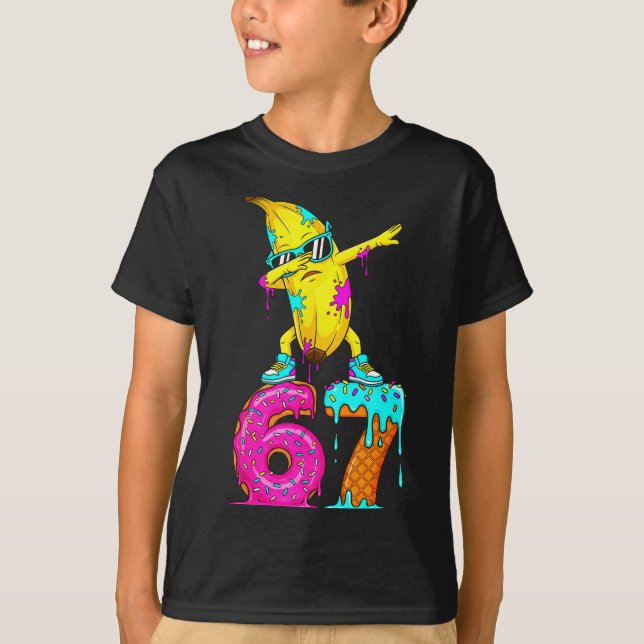 Dabbing Banana 67 Ice Cream Drip Funny Six Seven M T Shirt (Framsida)
