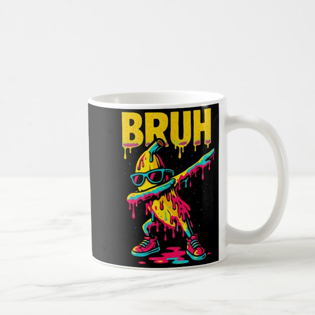 Dabbing Banana Bruh Drip Ice Cream Banana Youth Bo Kaffemugg (Höger)