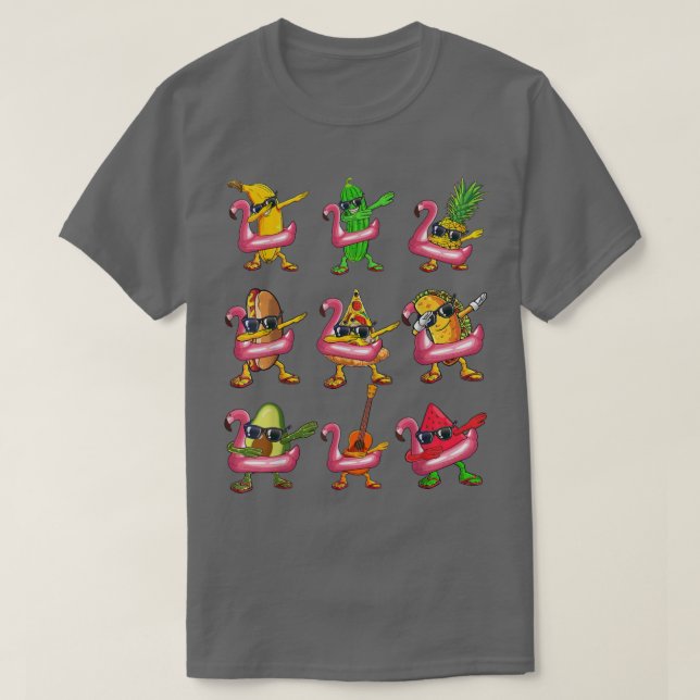 Dabbing Banana Flamingo Flyter Summer Fruit Kids D T Shirt (Design framsida)