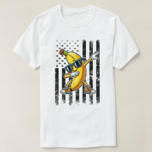 Dabbing Banana Retro USA flagga Shirt T