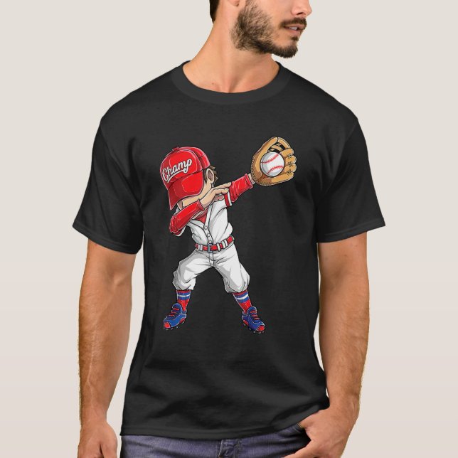 Dabbing Baseball Player Catcher Pitcher Funny Boys T Shirt (Framsida)