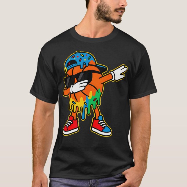 Dabbing Basket Ice Cream Drip Pojkar Basket T Shirt (Framsida)