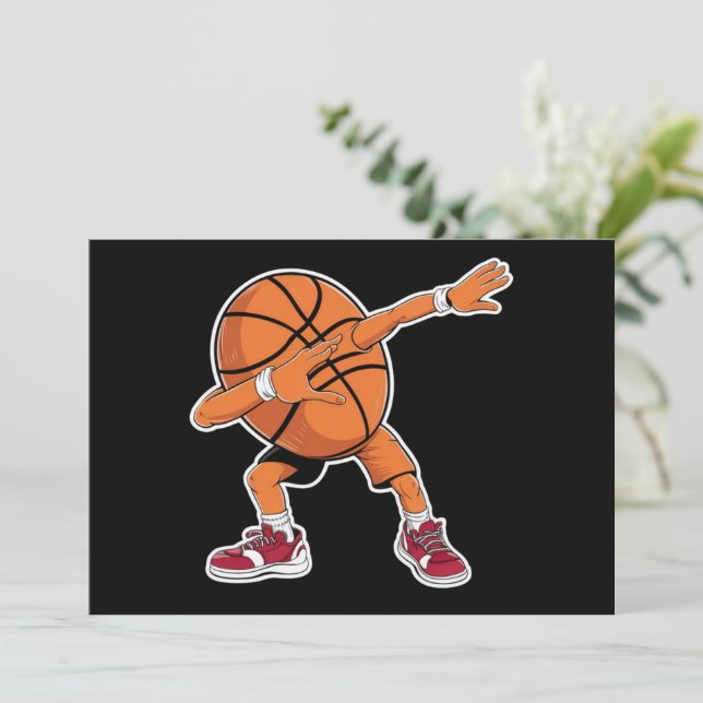 Dabbing Basketball Boll Funny Sports Player Inbjudningar (Stående Fram)