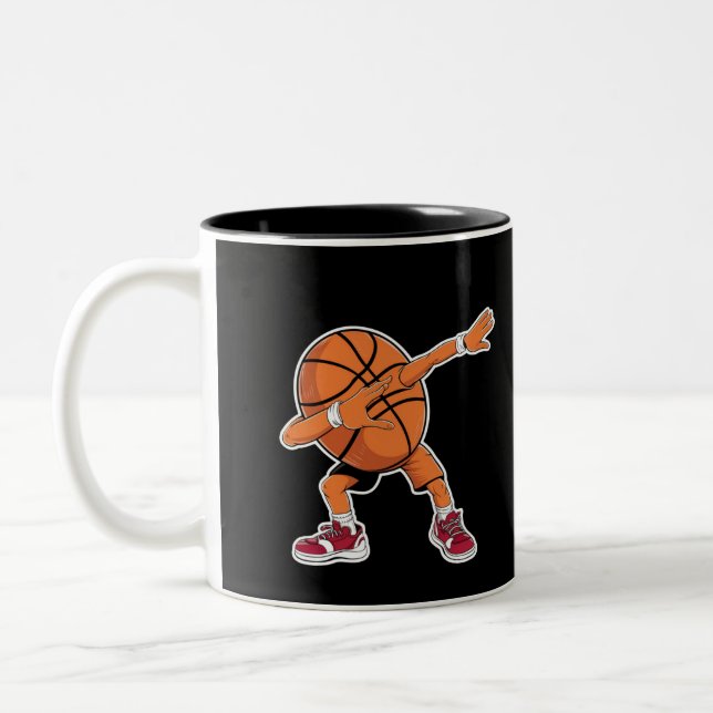 Dabbing Basketball Boll Funny Sports Player Två-Tonad Mugg (Vänster)