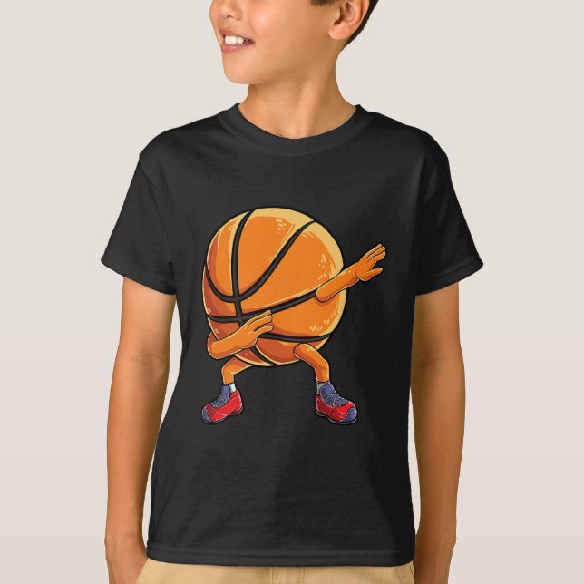 Dabbing Basketball Boll T Kids Boys Dab Dance Gift Shirt (Framsida)