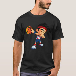 Dabbing Basketball Boy Player Puerto Rico Roligt T Shirt