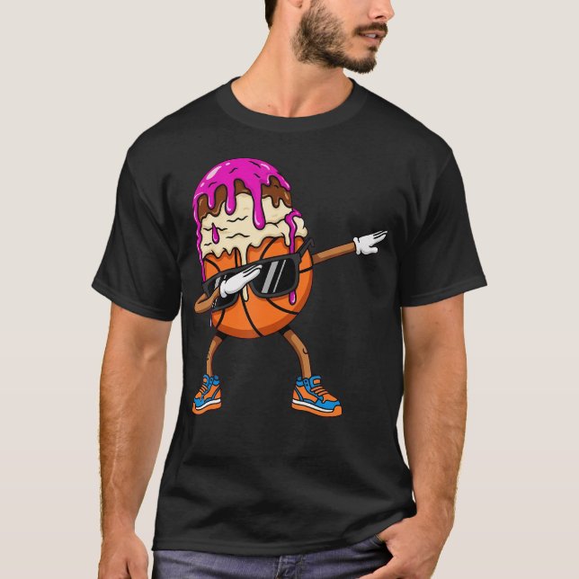 Dabbing Basketball Drip Ice Cream T Shirt (Framsida)
