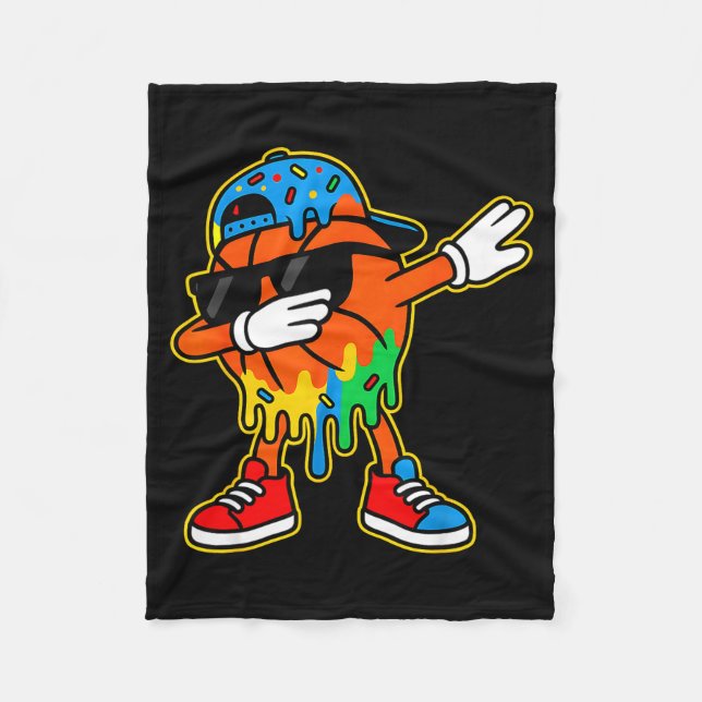 Dabbing Basketball Ice Cream Drip Boys Basketball  Fleecefilt (Framsidan)