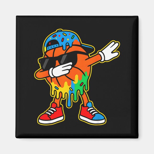 Dabbing Basketball Ice Cream Drip Boys Basketball  Magnet (Framsidan)