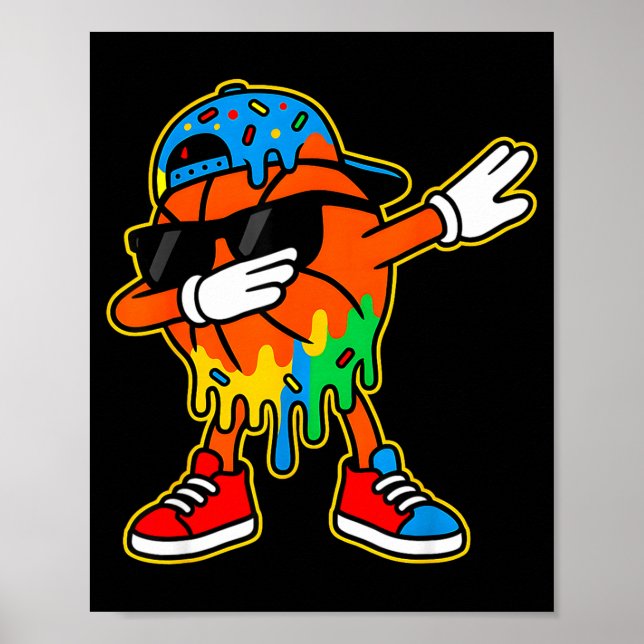 Dabbing Basketball Ice Cream Drip Boys Basketball  Poster (Framsidan)