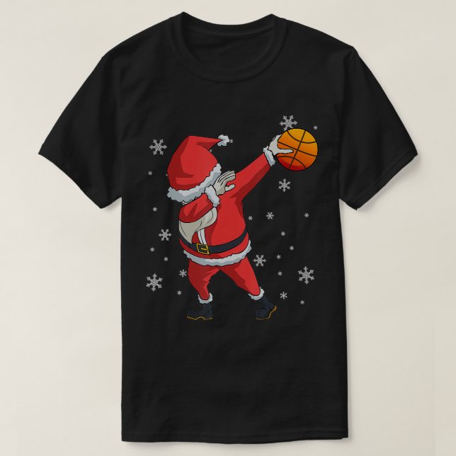 Dabbing Basketball Jultomten julgåva T Shirt (Design framsida)