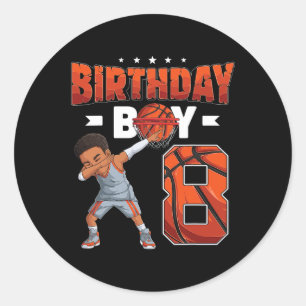 Dabbing Basketball-spelare 8 år gammal pojke 8:e f Runt Klistermärke