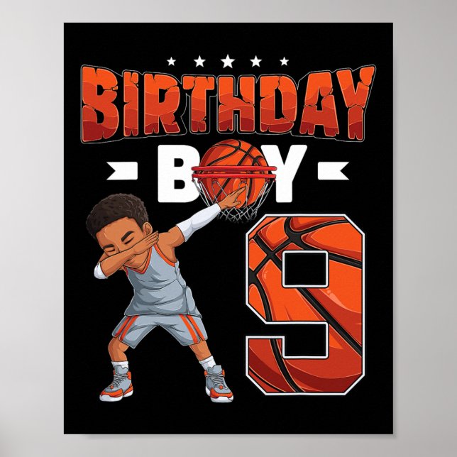 Dabbing Basketball-spelare 9 år gammal pojke 9:e f Poster (Framsidan)