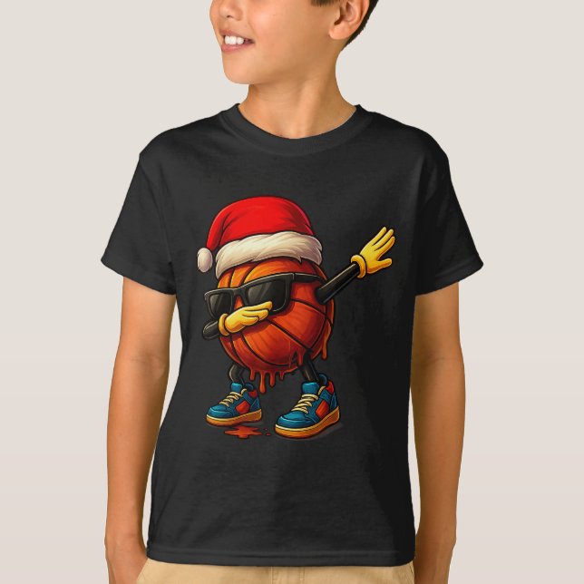 Dabbing Basketball Sungles Funny Christmas Tee Boy (Framsida)