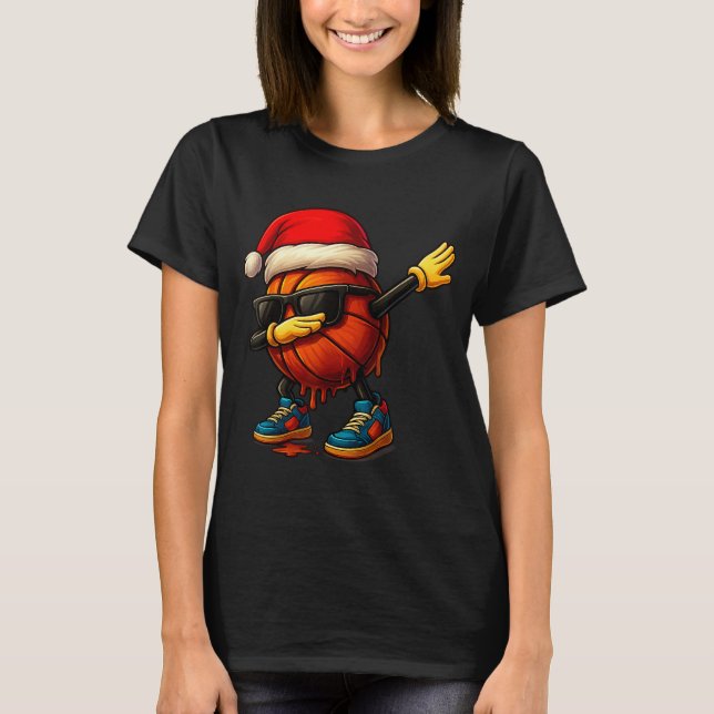 Dabbing Basketball Sungles Funny Christmas Tee Boy (Framsida)