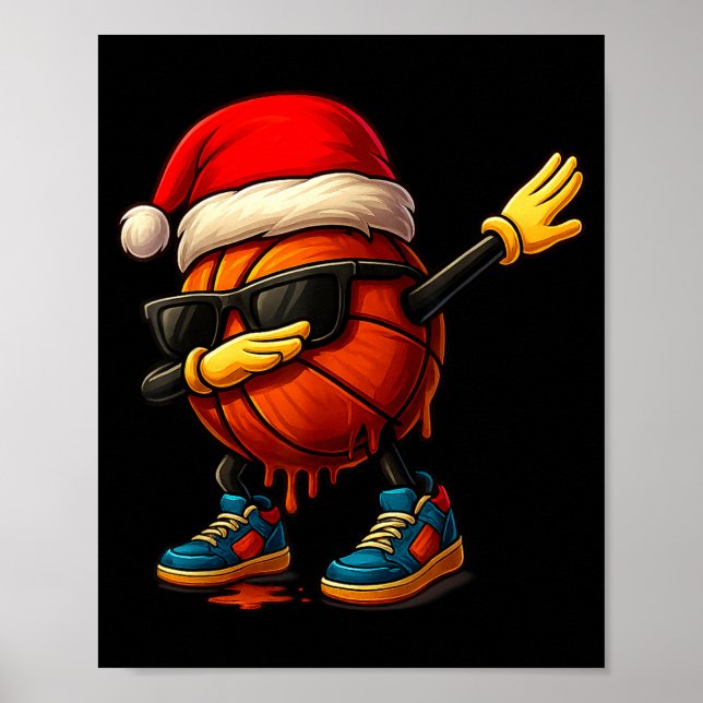 Dabbing Basketball Sungles Funny Christmas Tee Boy Poster (Framsidan)