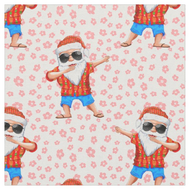 Dabbing Beach Jultomten i Aloha Shirt with Re Tyg (Närbild)