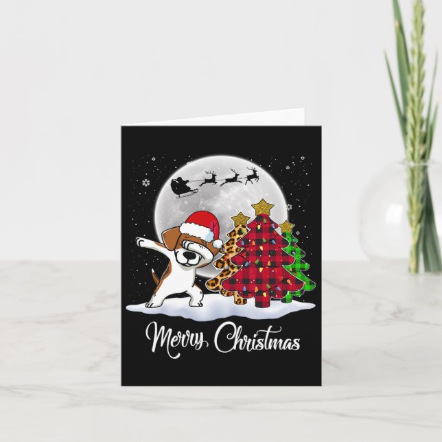 Dabbing Beagle Dab Hund Santa Hat Julgran Fu Kort (Framsida)